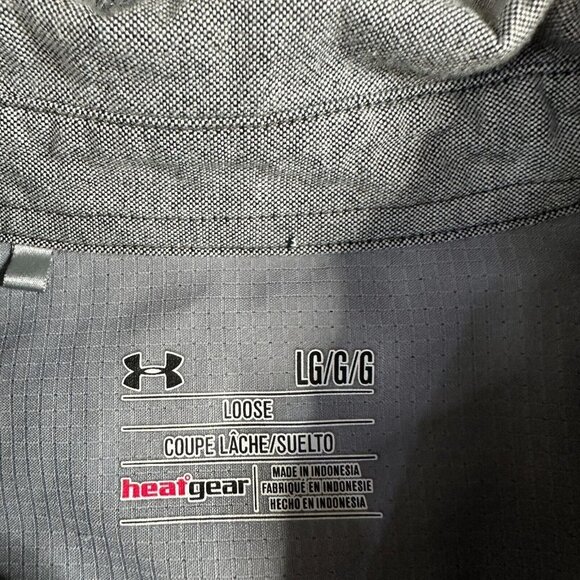 Under Armour Performance Oxford Shirt L Gray Solid Button Down Collar OCBD - Picture 6 of 8